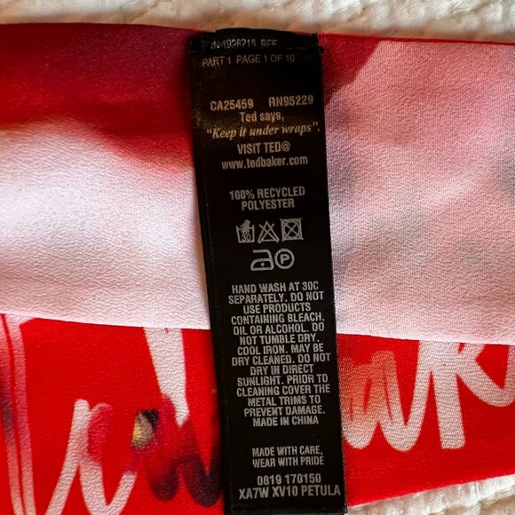 Ted Baker Tie/Ribbon Recycled Polyester Red and White - Picture 12 of 14